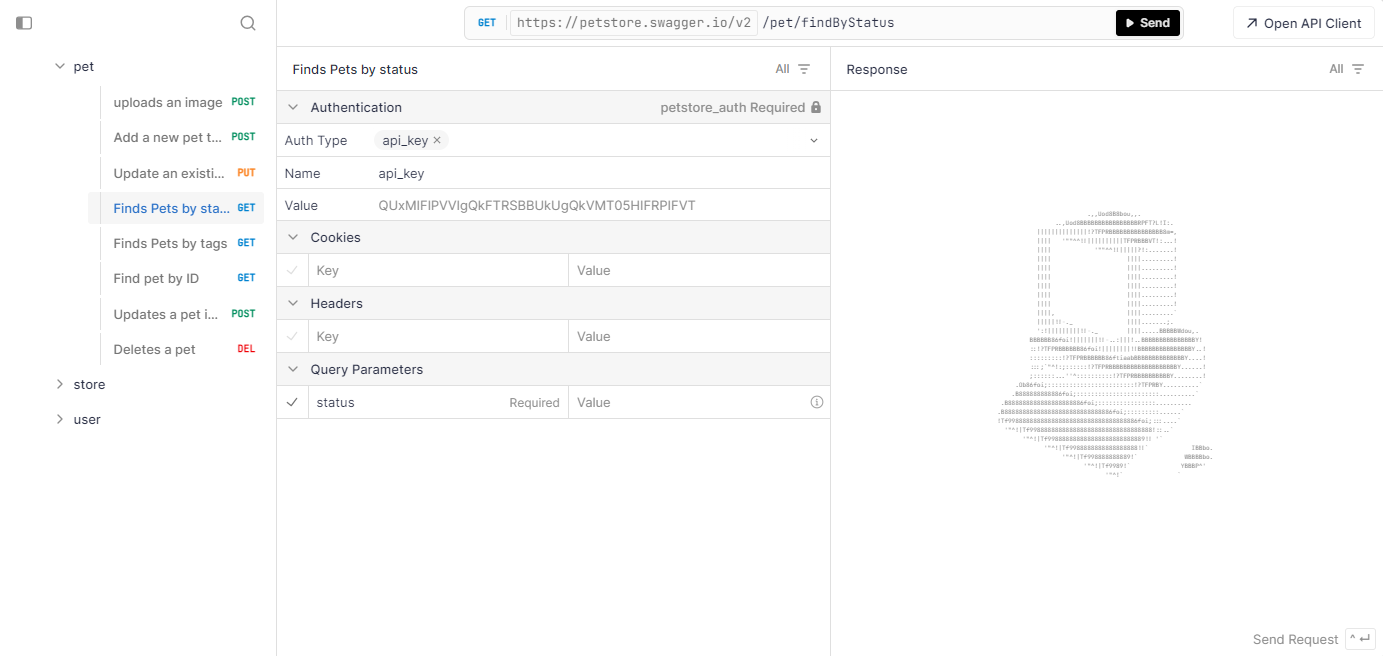Пример окна, которое вы увидите после нажатия кнопки "Test Request"