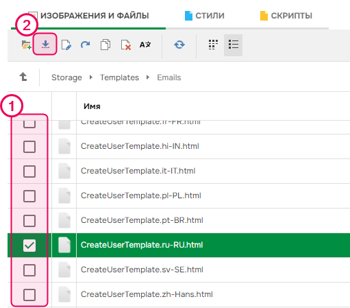 Загрузите файл шаблона в свое файловое хранилище