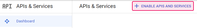 Включите «API и сервисы» на панели управления