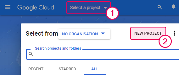 Создайте новый проект на платформе Google Cloud