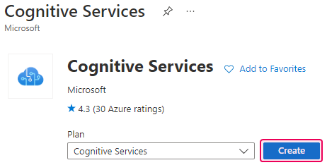 Создание ресурса Cognitive Services
