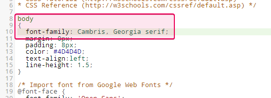 Измените значение свойства font-family, чтобы изменить шрифт