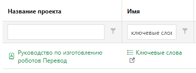 Отфильтруйте переводные документы, чтобы отображались только ключевые слова