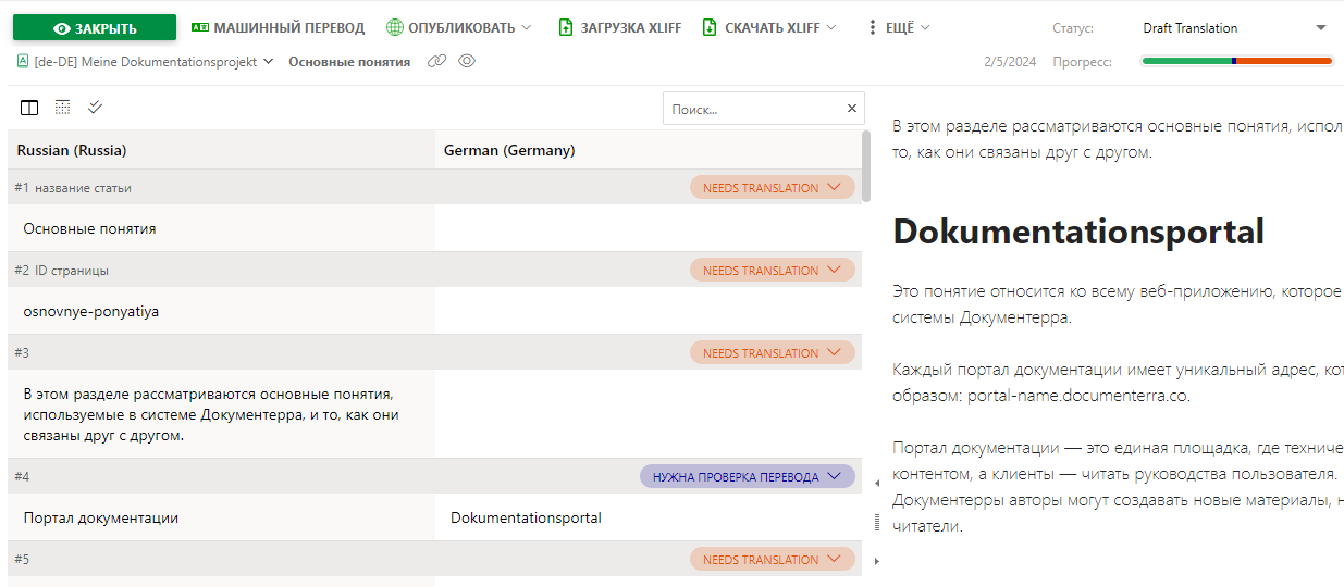 Экран редактора переводов