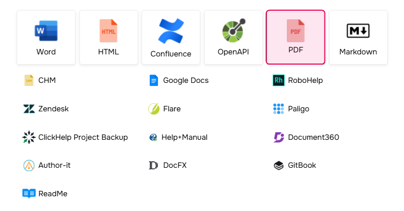 Выберите PDF в мастере импорта.
