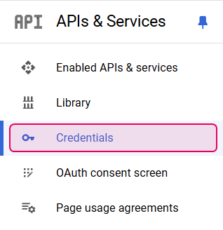 Раздел Credentials в APIs & Services.