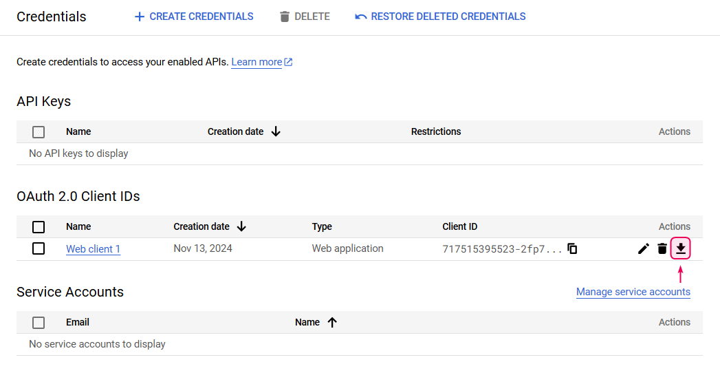 Скачать файл JSON приложения.