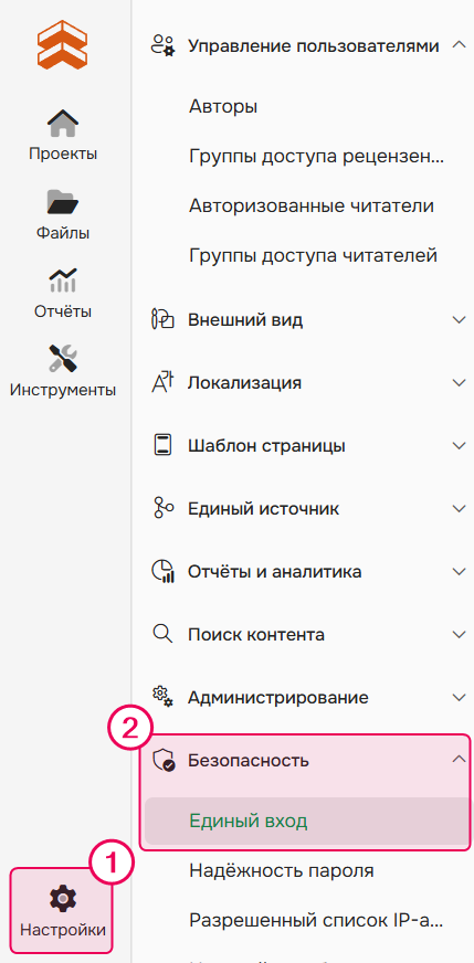Настройки единого входа в Документерре.