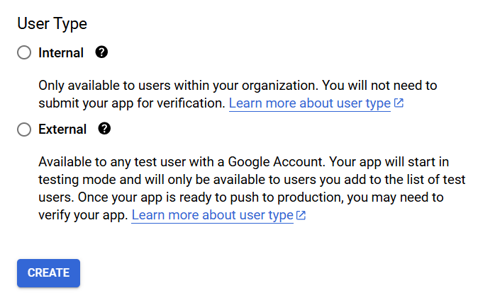 Выбор подходящего типа пользователя.