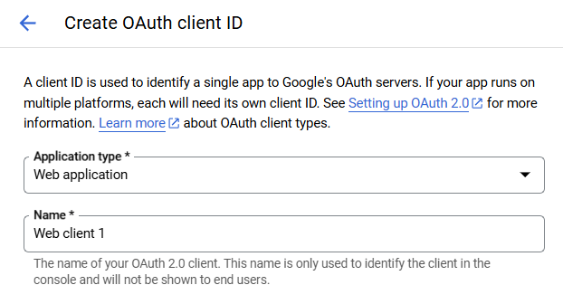 Выбрать веб-приложение как тип приложения.