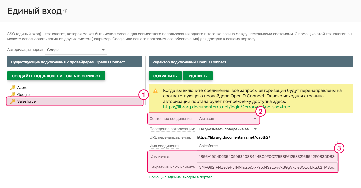 Настройка Salesforce в Документерре.