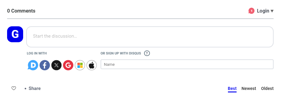 Отображение раздела Disqus в публикации.