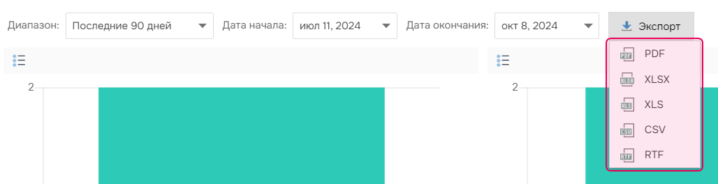 Выбор нужного формата для экспорта.