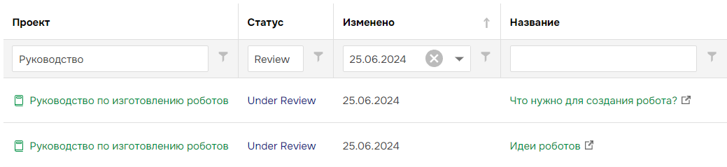 Использование фильтров столбцов.