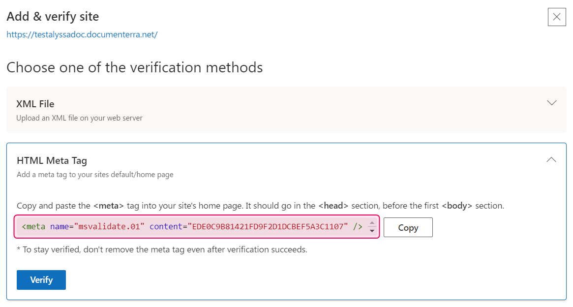 HTML-тег в Bing Webmaster.