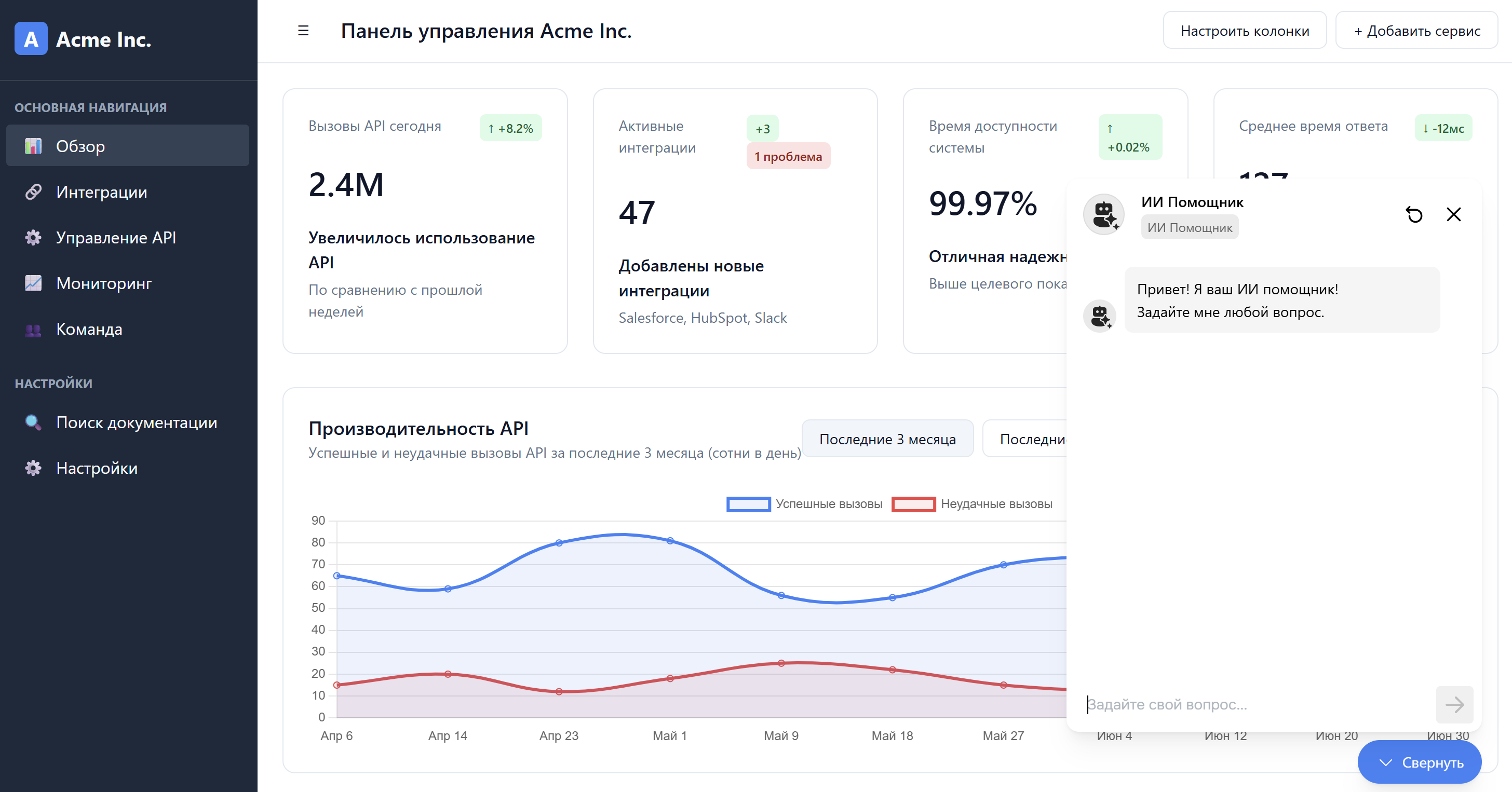Встроенный на сайт ИИ Помощник.